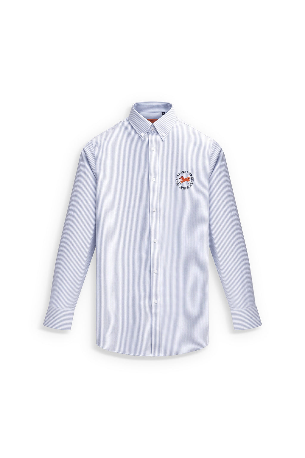 Club Shiba Embroidered Oxford Shirt - Blue Striped