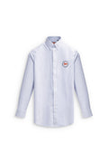 Club Shiba Inu Dog Embroidered Oxford Shirt - Blue Striped