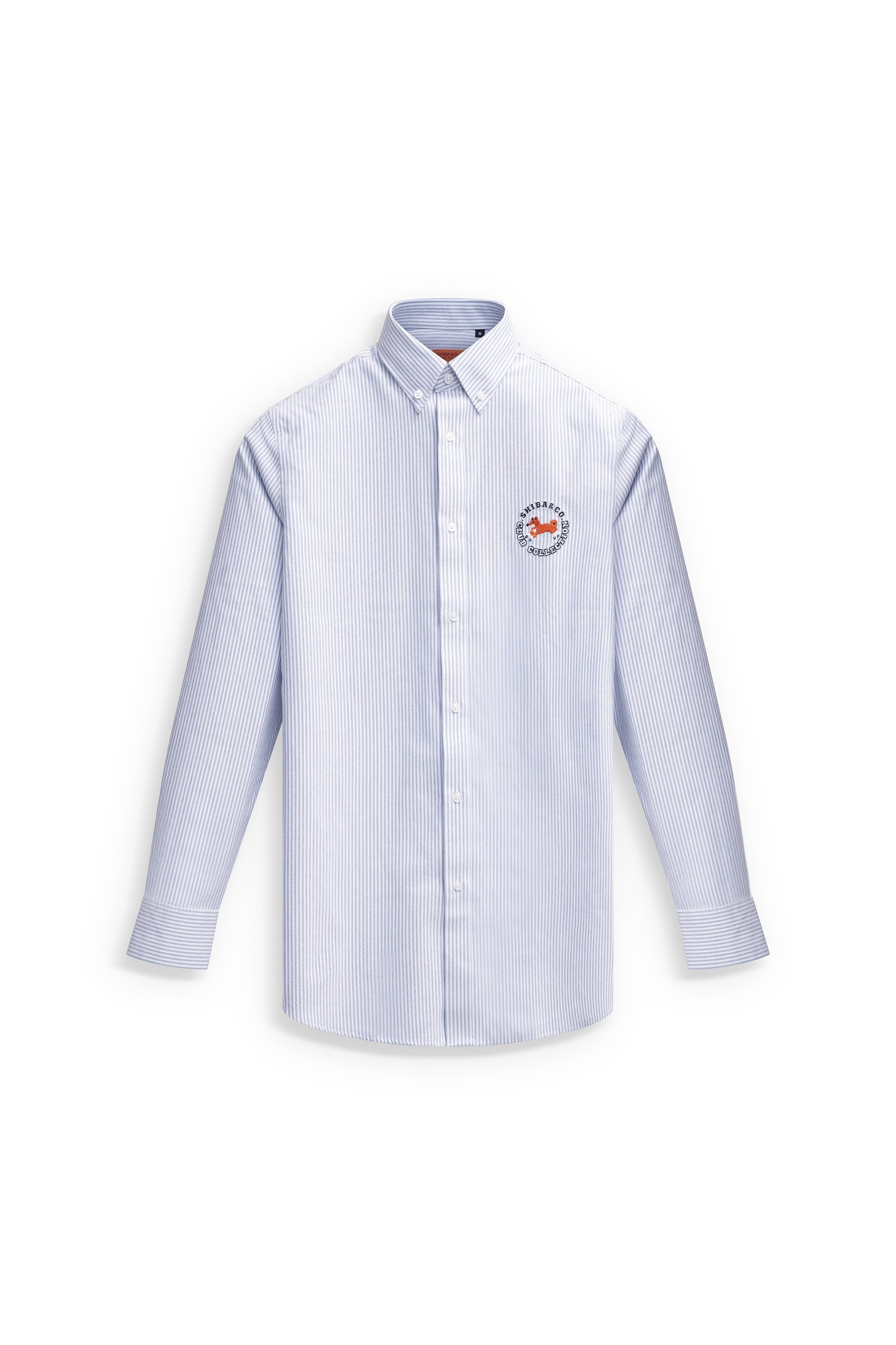 Club Shiba Embroidered Oxford Shirt - Blue Striped