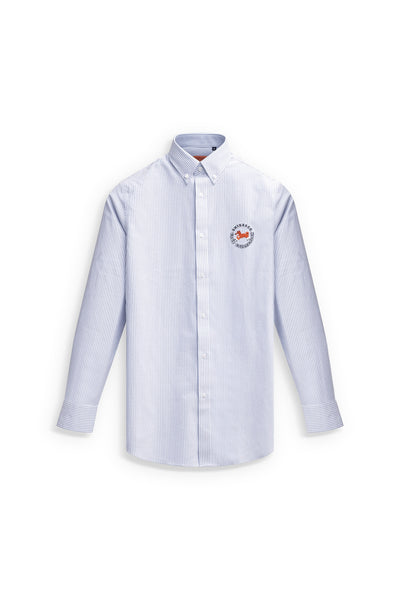 Club Shiba Embroidered Oxford Shirt - Blue Striped | SHIBA & Co