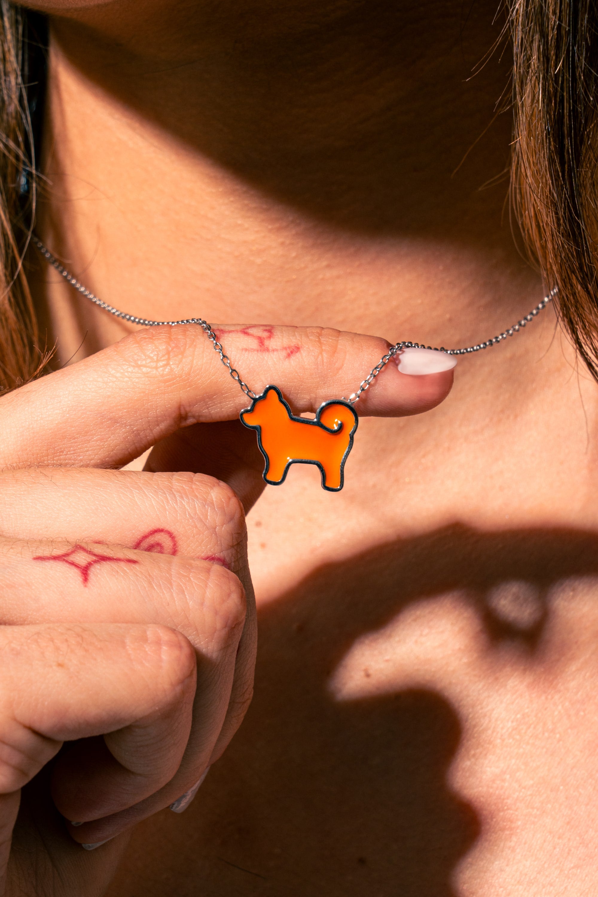 Shiba Inu Dog Pendant - 925 Sterling Silver - Iconic Orange