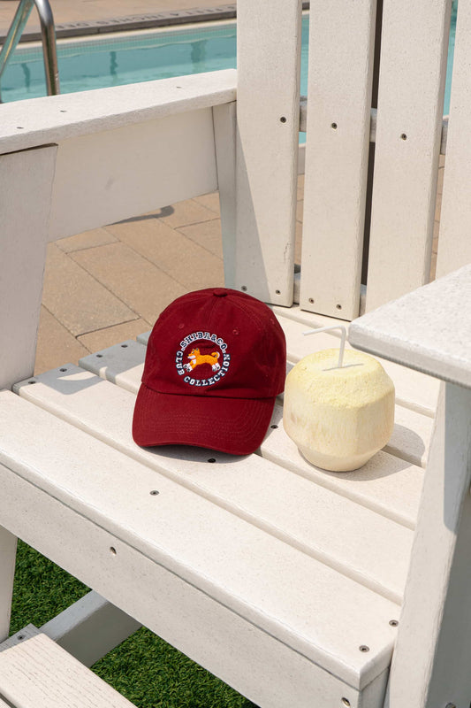 Club Shiba Embroidered Baseball Cap – Sunset Burgundy