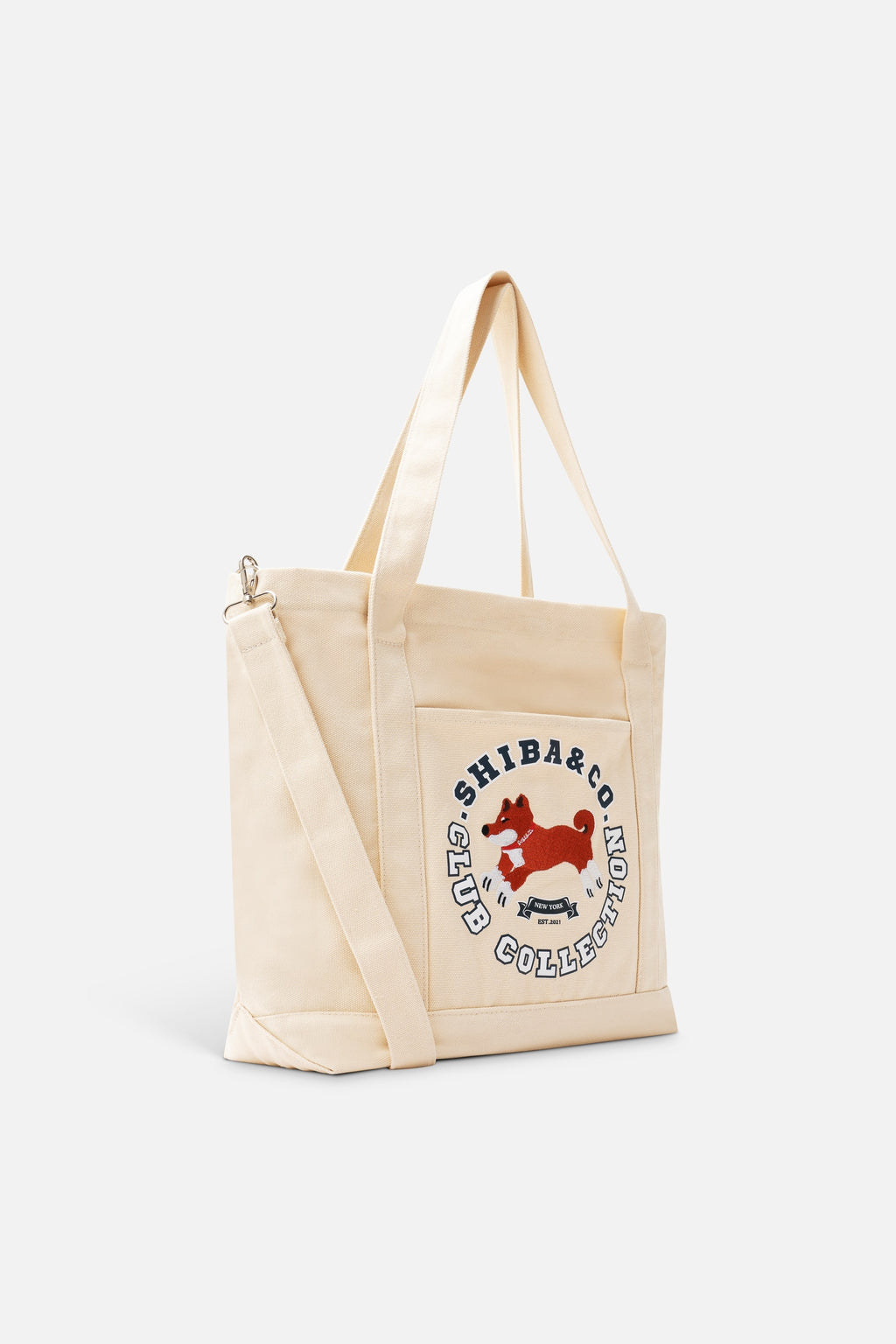 Club Shiba Embroidered Large Tote – Sandshell Beige