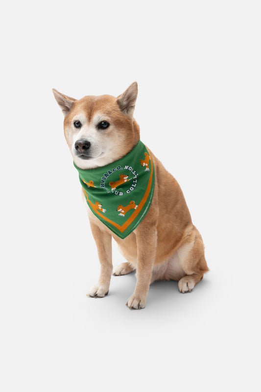 Sheep Meadow Dog Bandana - Green Meadow with Shiba Inu Print