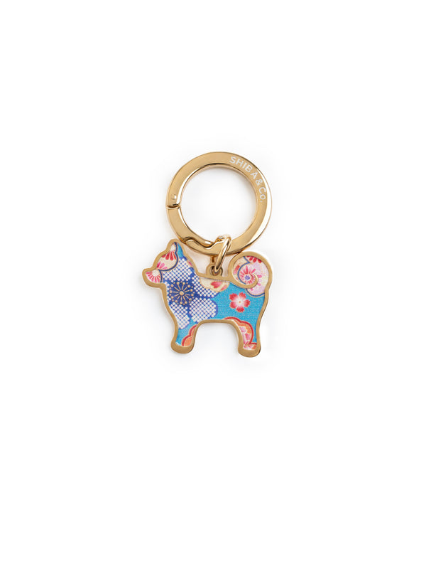18K Gold Plated “My Precious” Shiba Inu Silhouette Dog Tag – Sakura Limited Edition - Teal Floral Pattern