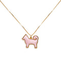 24K Gold Plated Shiba Inu Dog Pendant - Sakura Limited Edition - Pink Seigaiha