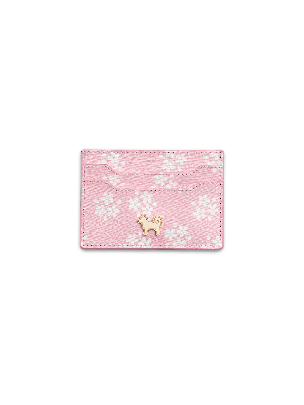 SHIBA & Co. Sakura Italian Saffiano Leather Cardholder — Pink Seigaiha