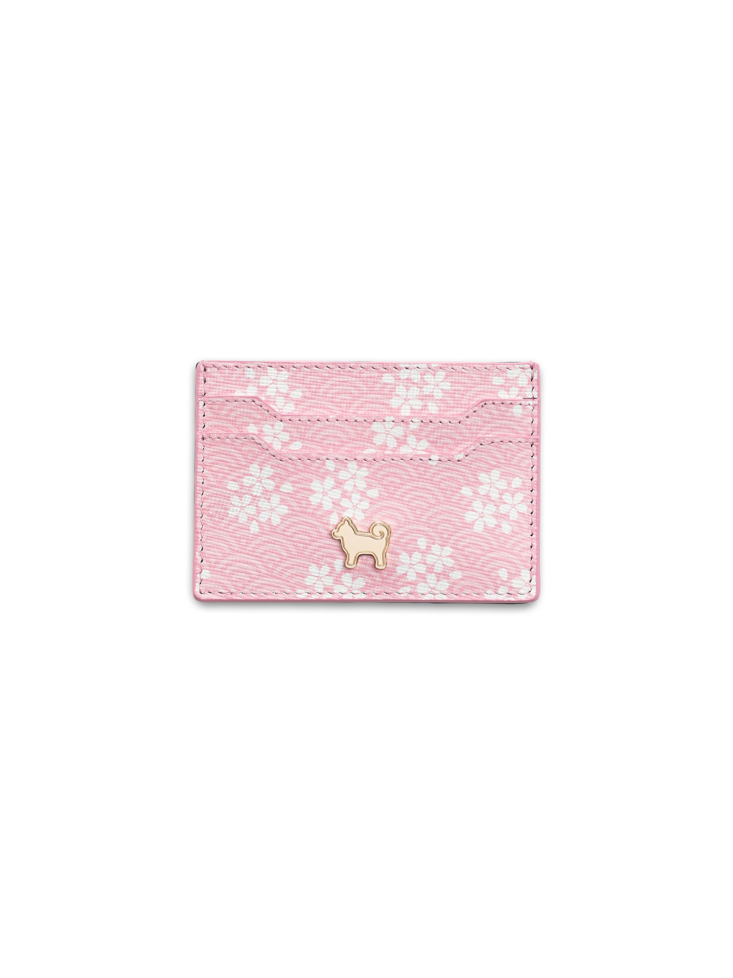 SHIBA & Co. Sakura Italian Saffiano Leather Cardholder — Pink Seigaiha