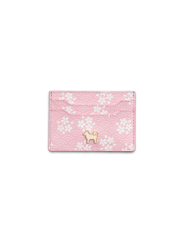 SHIBA & Co. Sakura Italian Saffiano Leather Cardholder — Pink Seigaiha