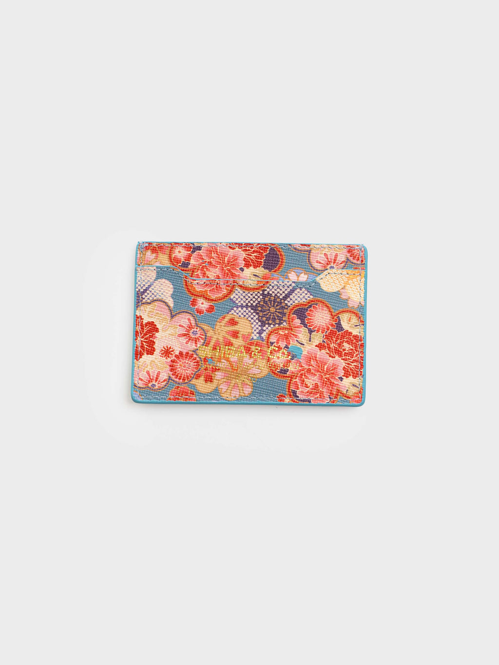 SHIBA & Co. Sakura Italian Saffiano Leather Cardholder — Teal Floral