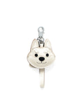Shiba Inu Face Bag Charm In Italian Leather - Cream White