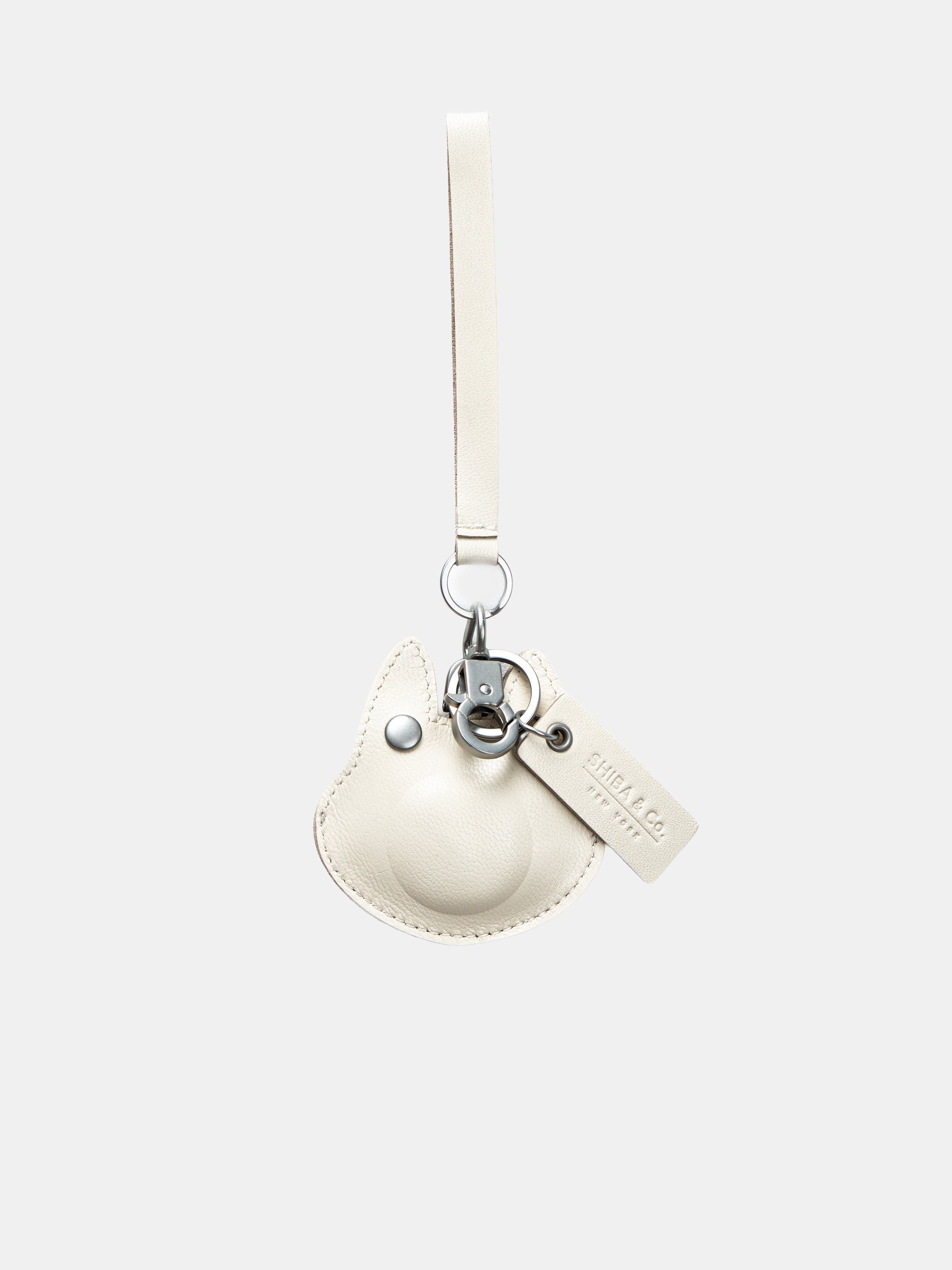 Shiba Inu Bag Charm In Italian Leather - Cream White