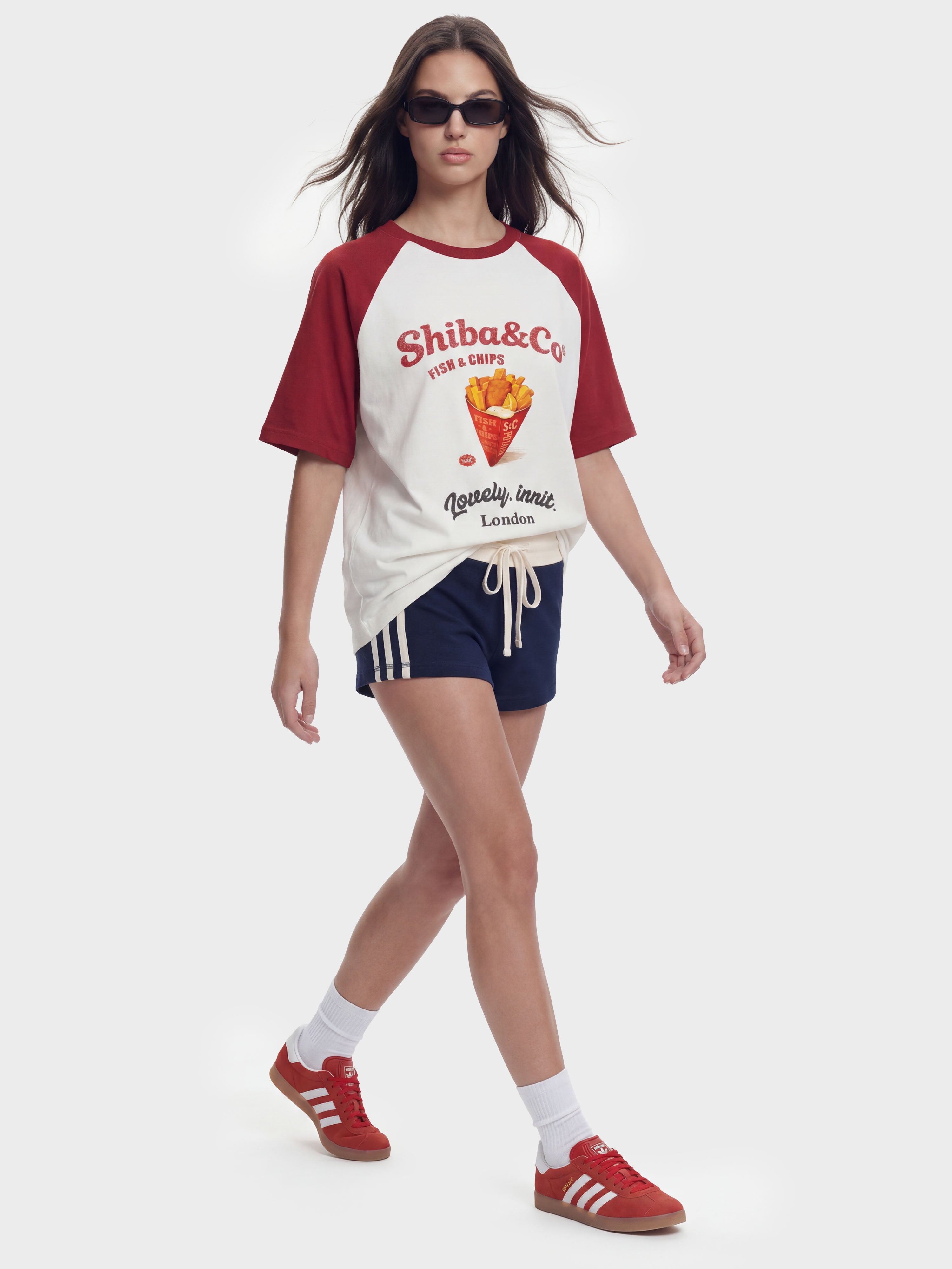 London Fish & Chips Raglan Sleeve Vintage Graphic T-Shirt