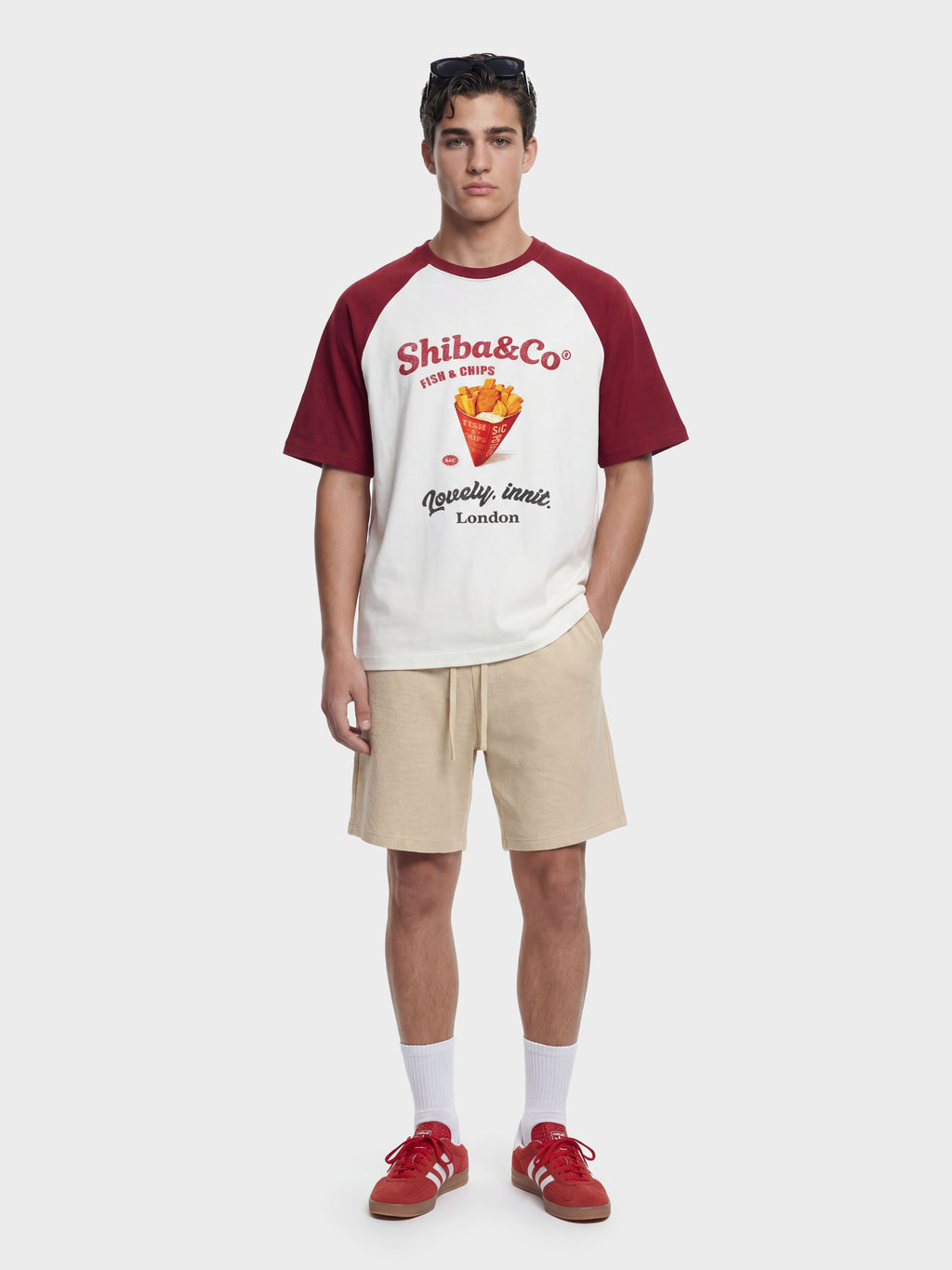 London Fish & Chips Raglan Sleeve Vintage Graphic T-Shirt