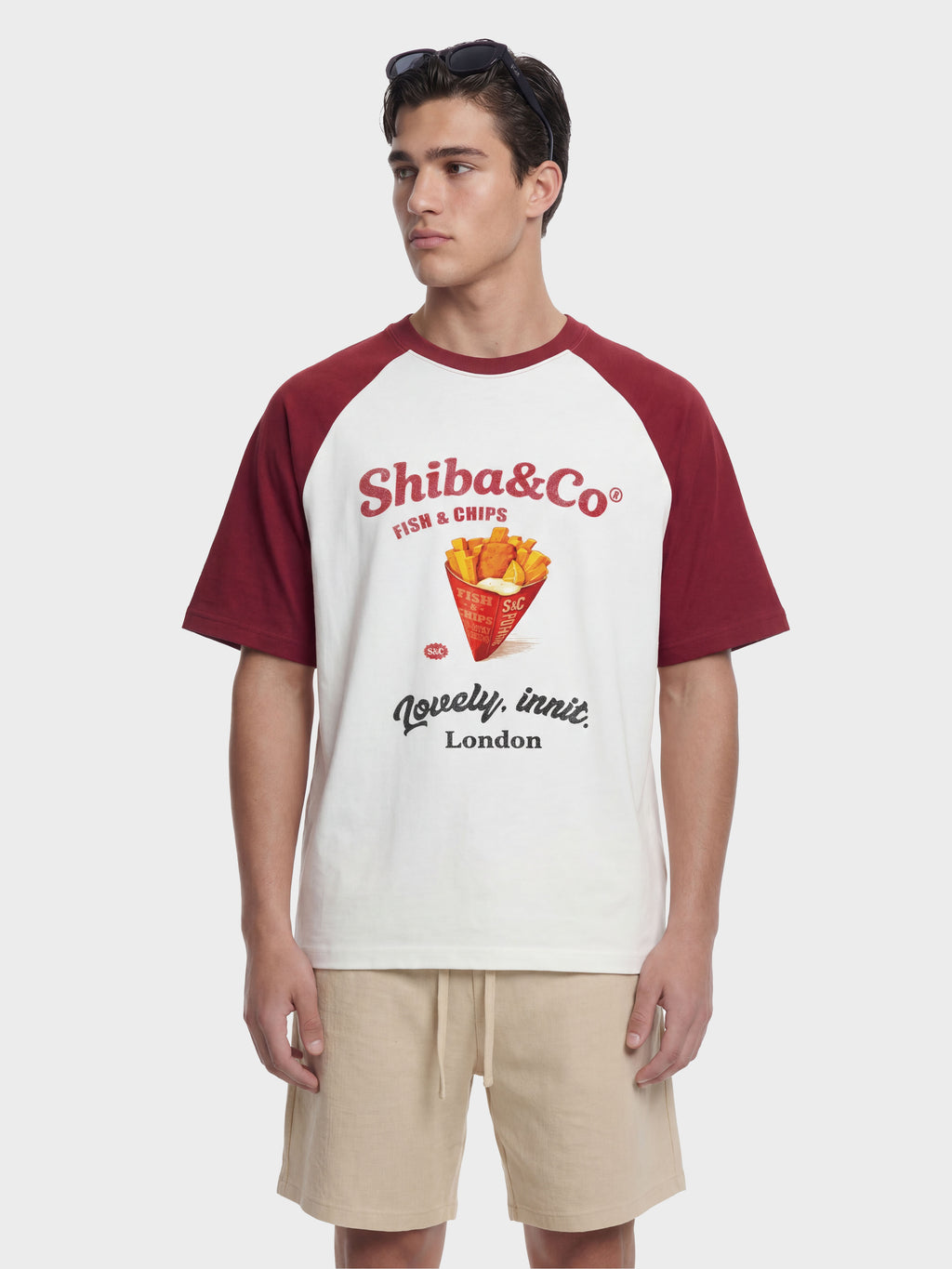 London Fish & Chips Raglan Sleeve Vintage Graphic T-Shirt