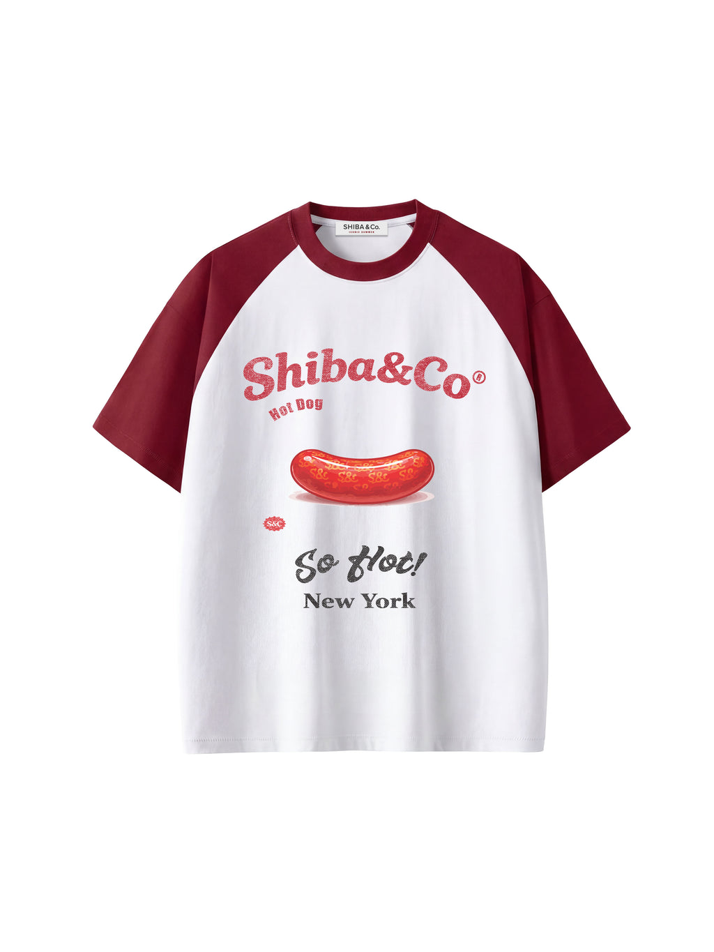 New York Hot Dog Raglan Sleeve Vintage Graphic T-Shirt