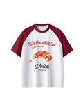 Paris Fluffy Croissant Raglan Sleeve Vintage Graphic T-Shirt