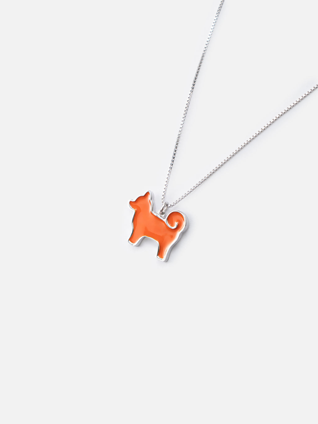 26 My Precious Shiba Inu Dog Pendant - 925 Sterling Silver - Iconic Orange