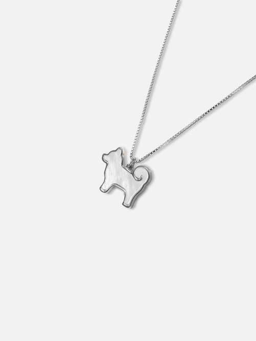 26 My Precious Shiba Inu Dog Pendant - 925 Sterling Silver - Mother Of Pearl