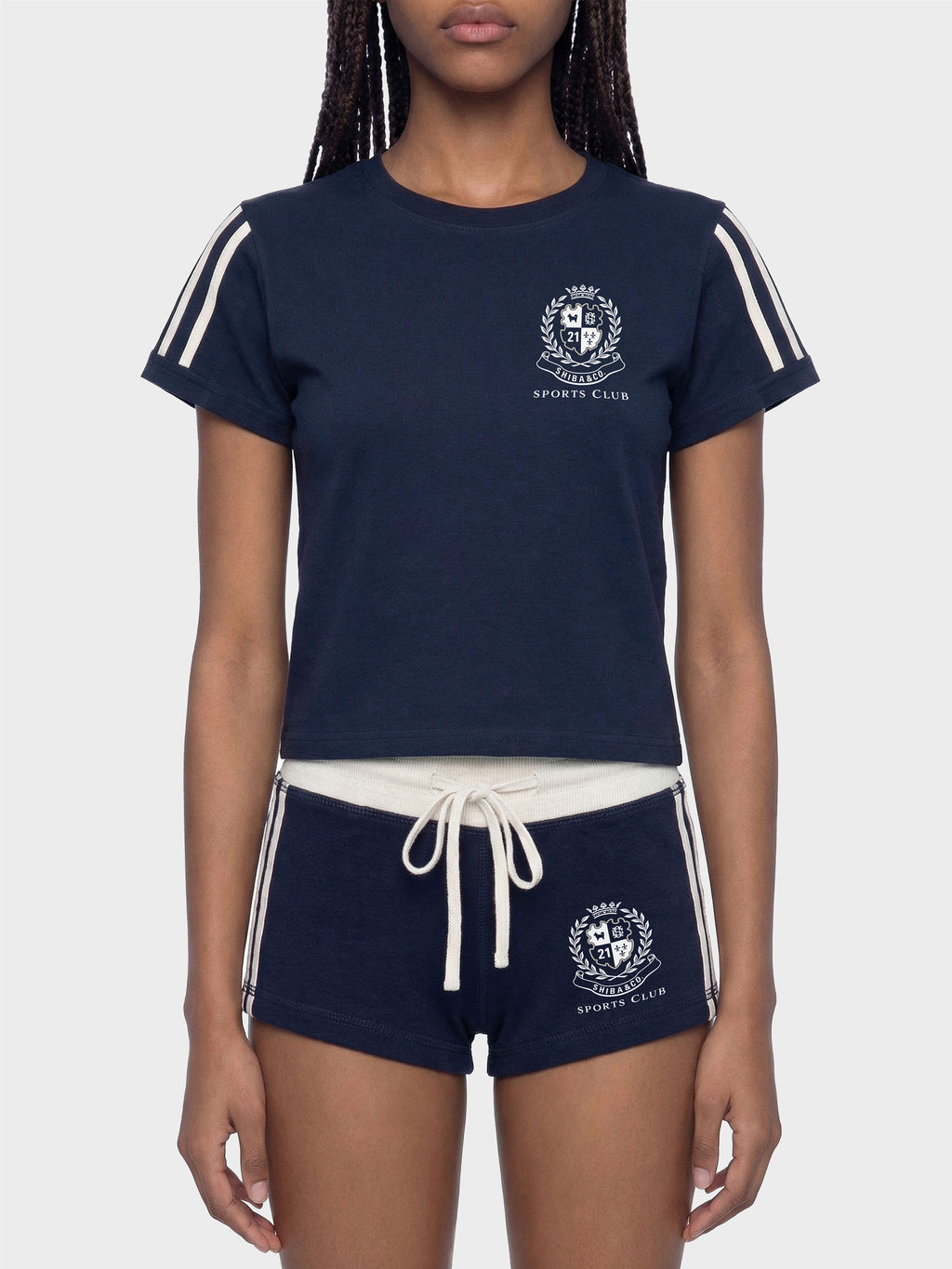 Women's Shiba Inu Sports Club Varsity Stripe T-Shirt