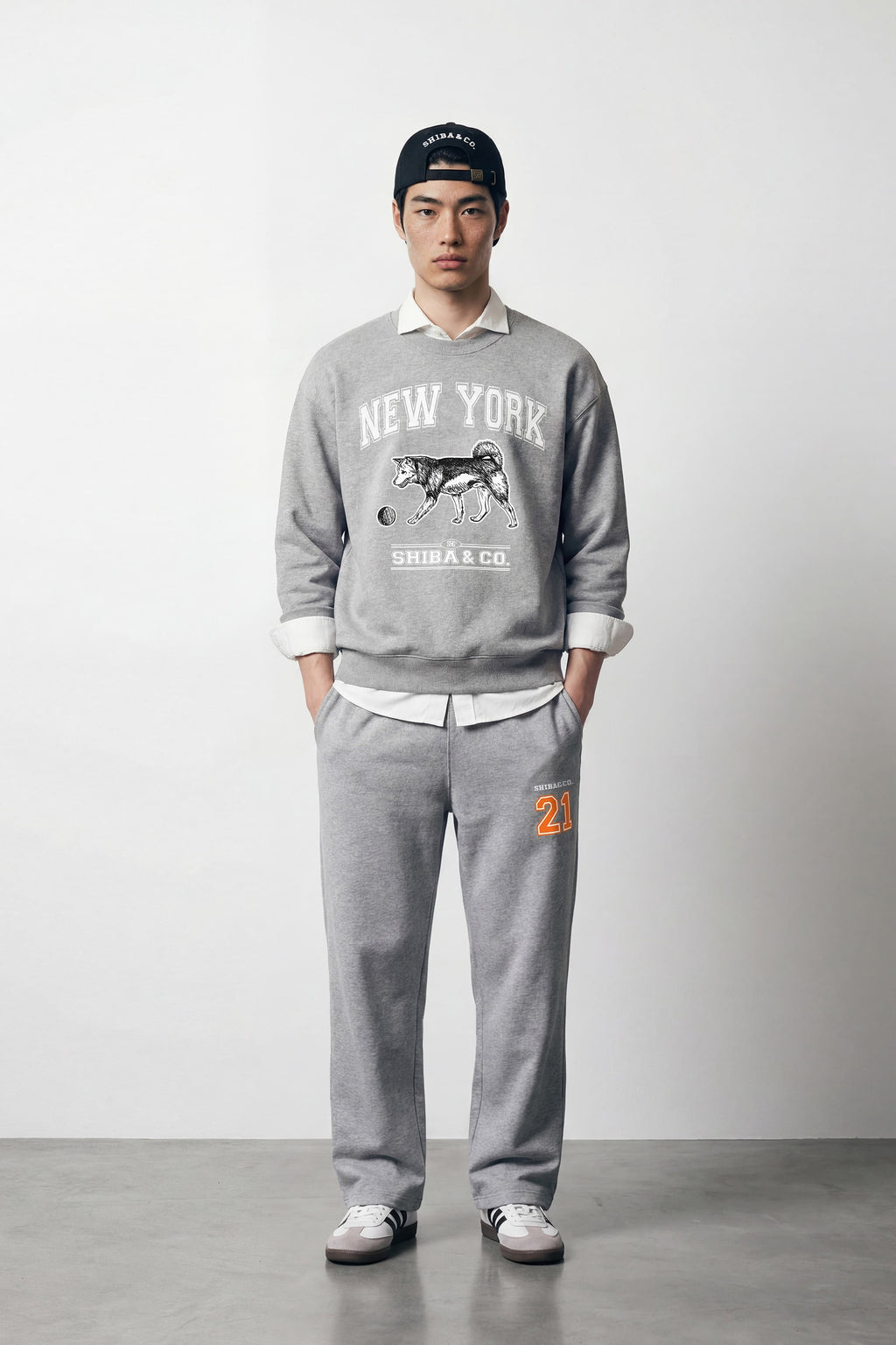 Unisex Classic New York Shiba Inu Cotton Crewneck Sweatshirt - Classic Fit