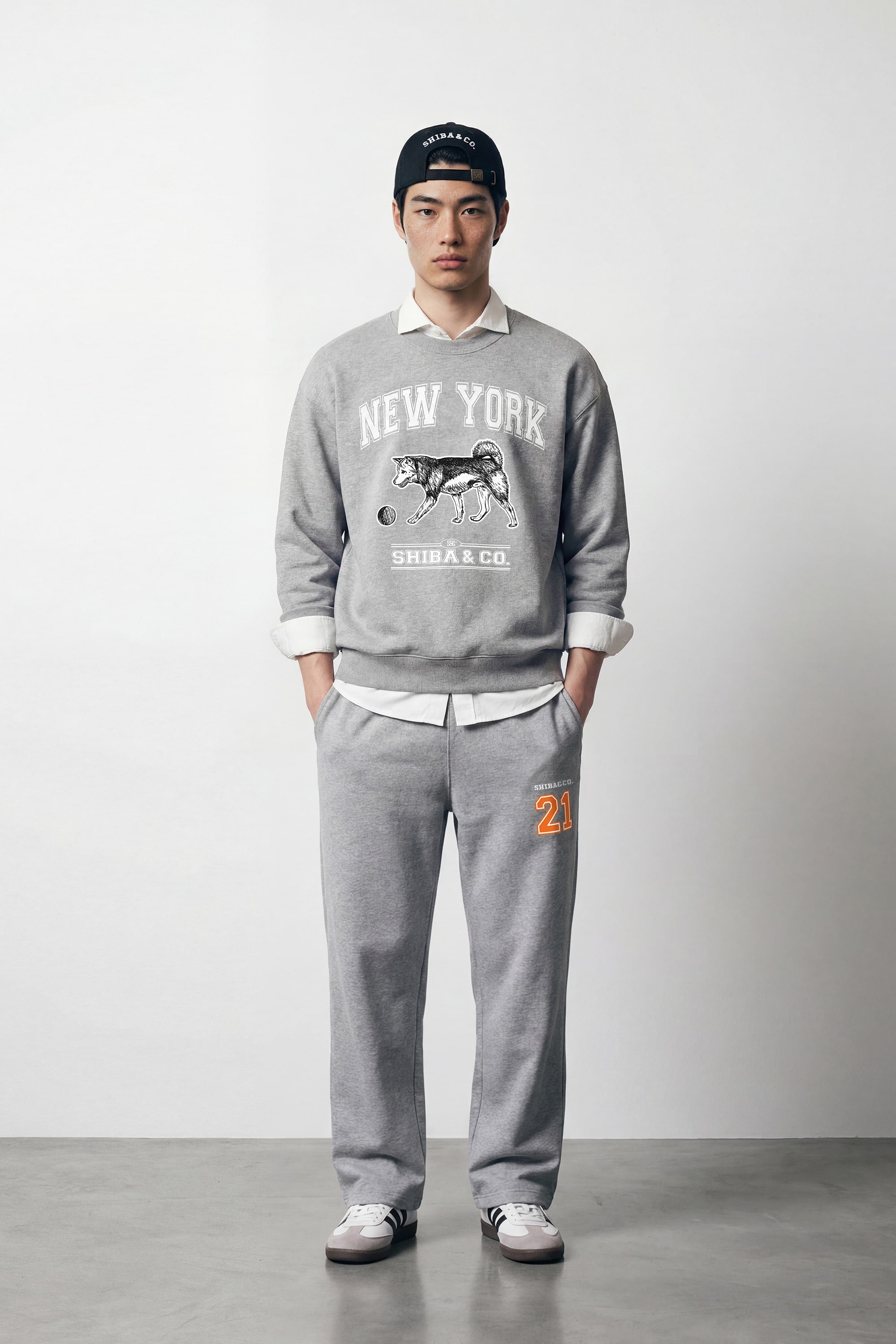 Unisex Classic New York Shiba Inu Cotton Crewneck Sweatshirt - Classic Fit