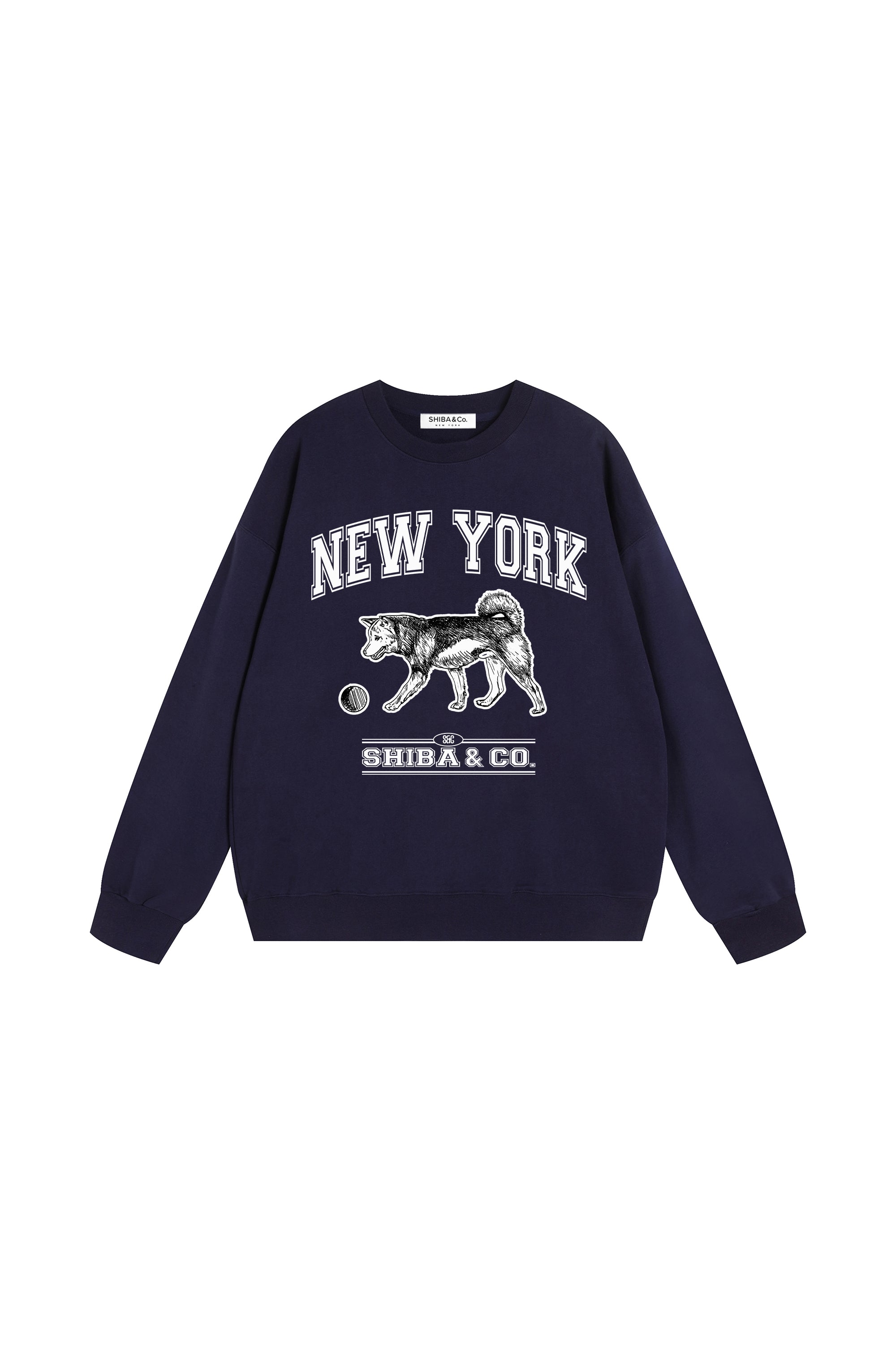 Unisex Classic New York Shiba Inu Cotton Crewneck Sweatshirt - Classic Fit
