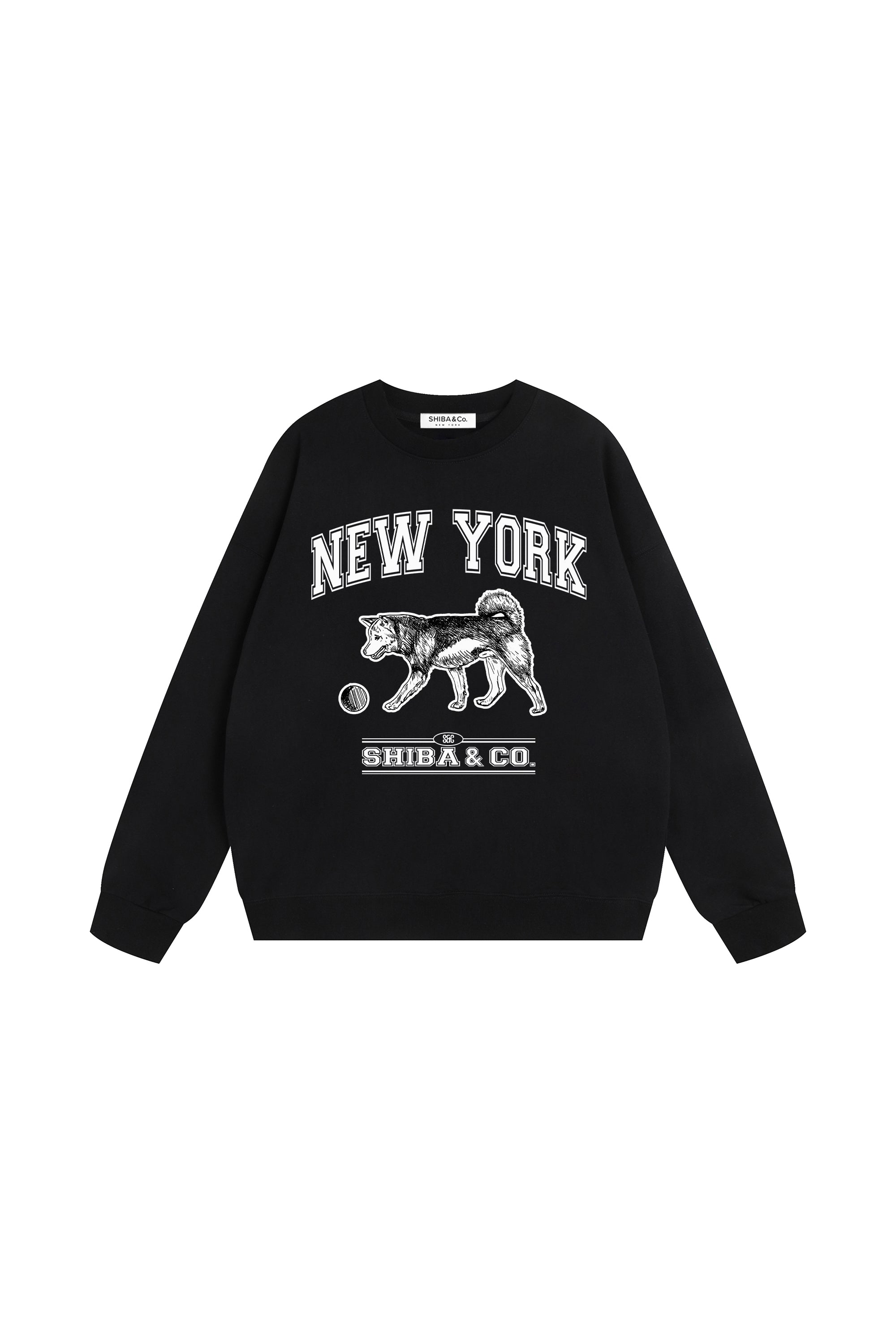 Unisex Classic New York Shiba Inu Cotton Crewneck Sweatshirt - Classic Fit