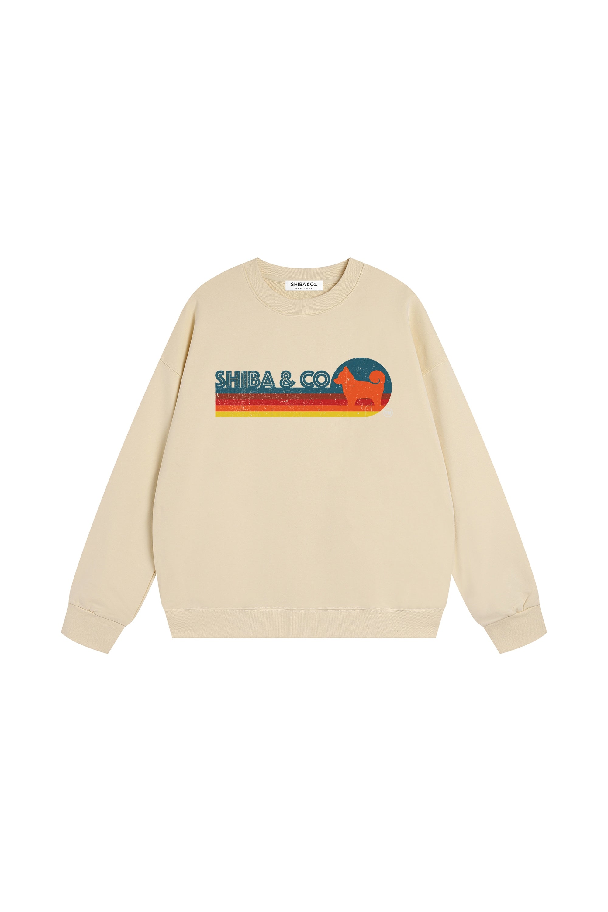 Unisex Retro Shiba Inu Cotton Crewneck Sweatshirt - Classic Fit