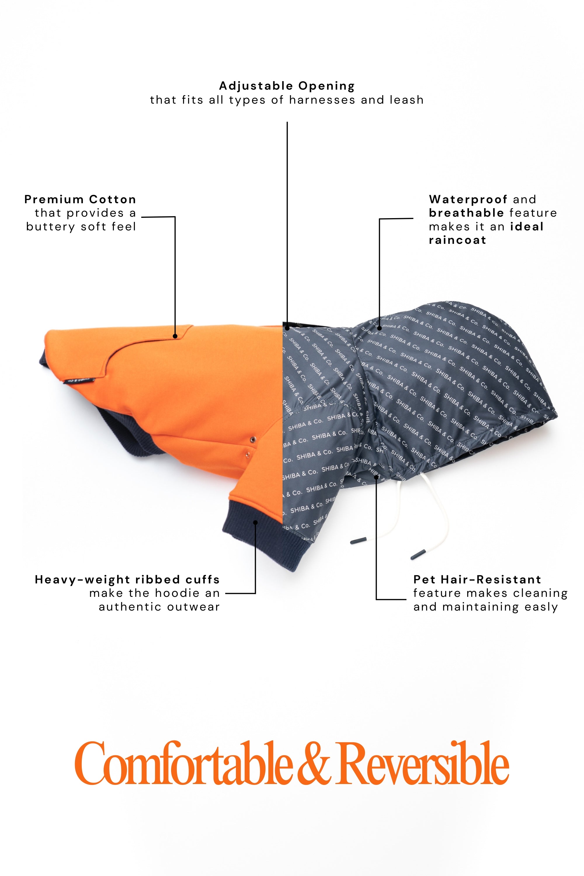 Reve Dog Hoodie In Orange - Waterproof & Reversible