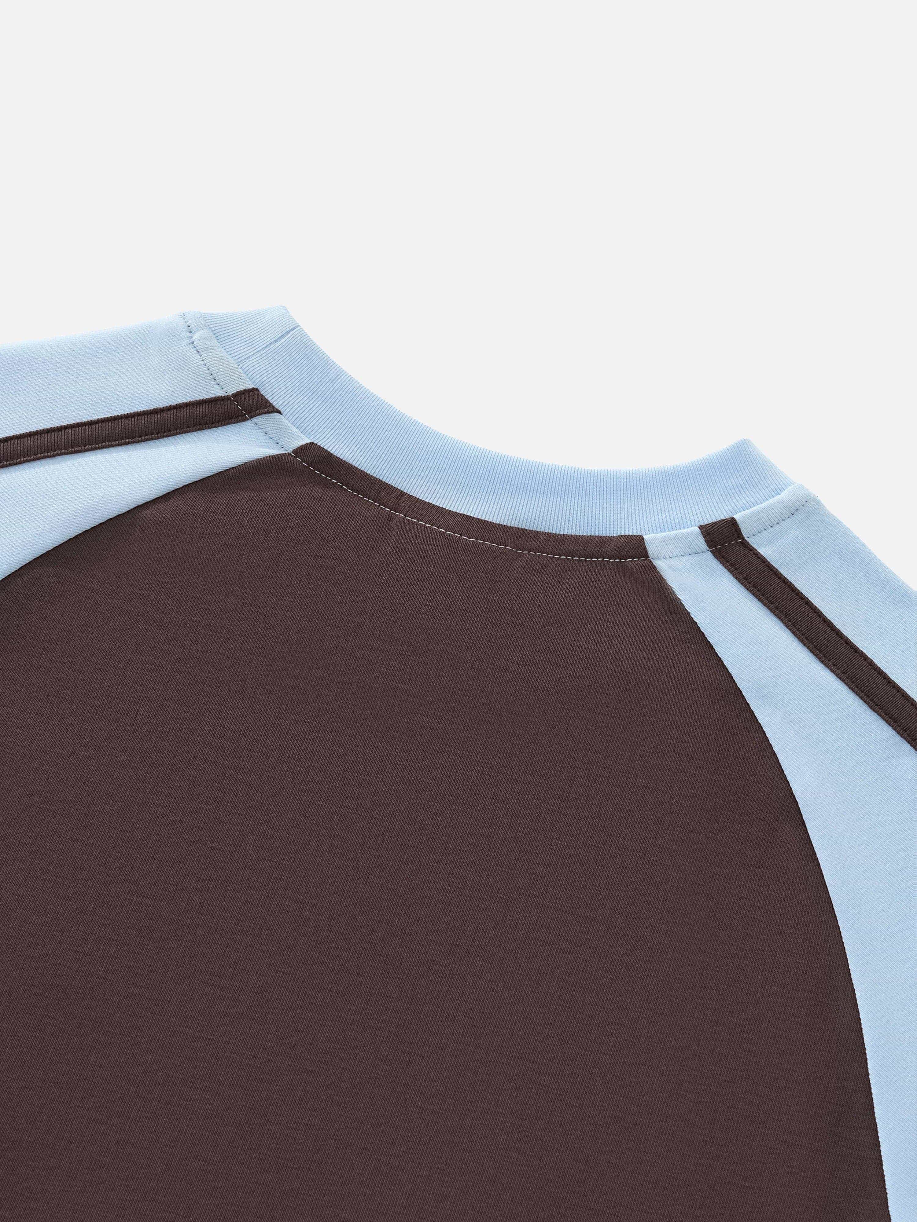 Womens Club Shiba Inu Slim Fit Raglan Stripes Sleeve Cotton T-Shirt - Red Shiba